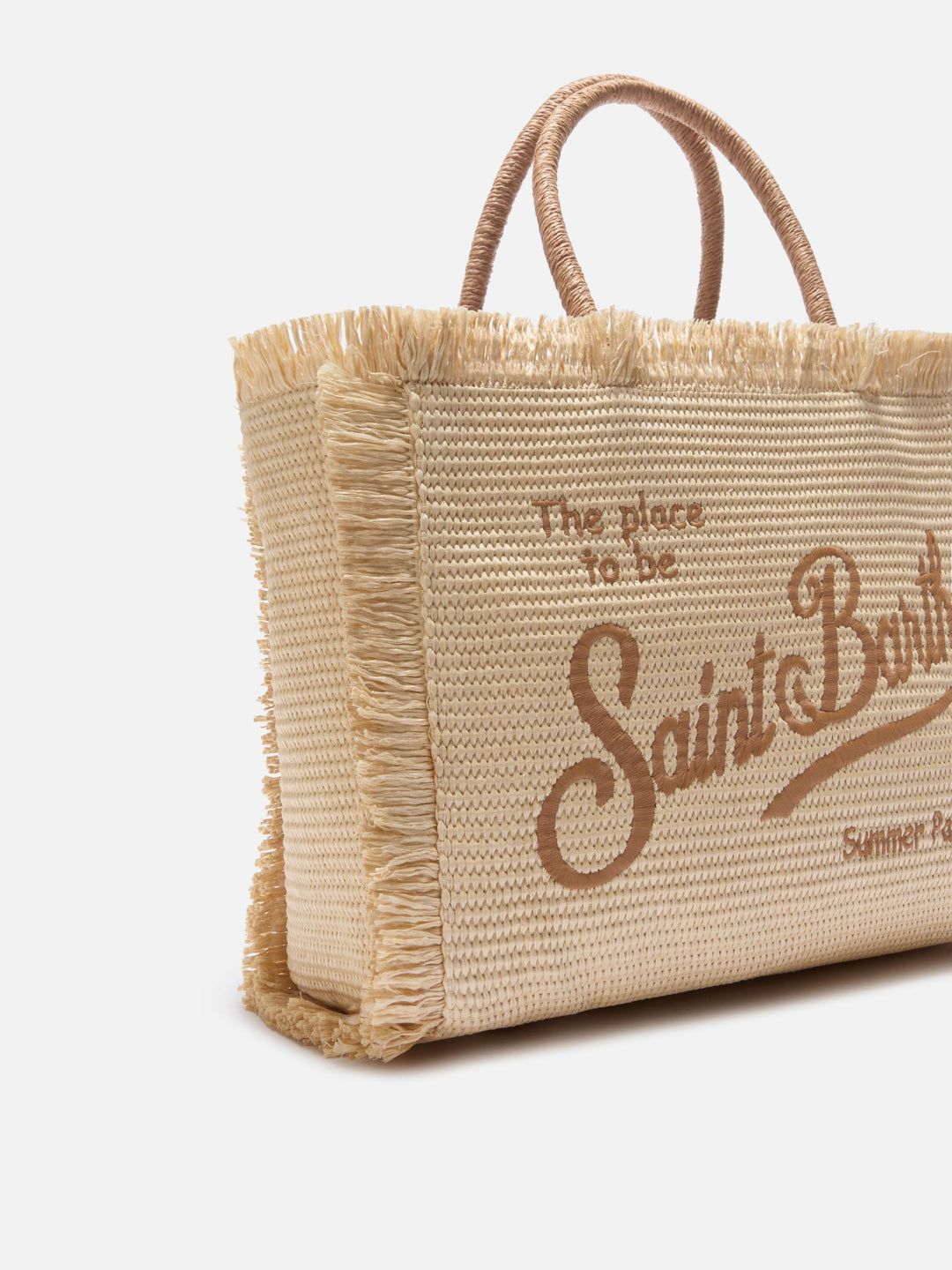 Borsa Vanity Regular in Stile Paglia con Logo Ricamato
