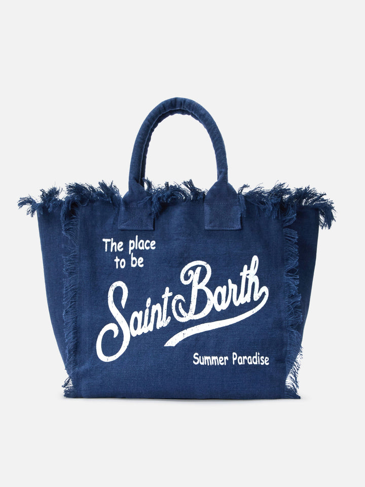 Regular Blue Solid Linen Vanity Bag
