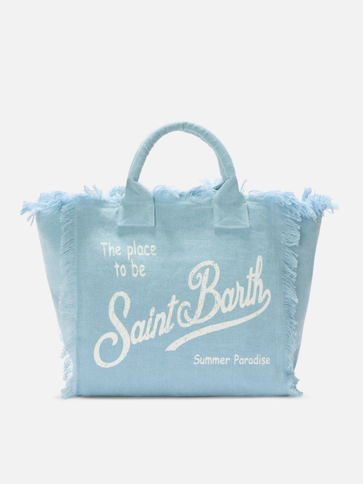 Regular Blue Linen Vanity Bag