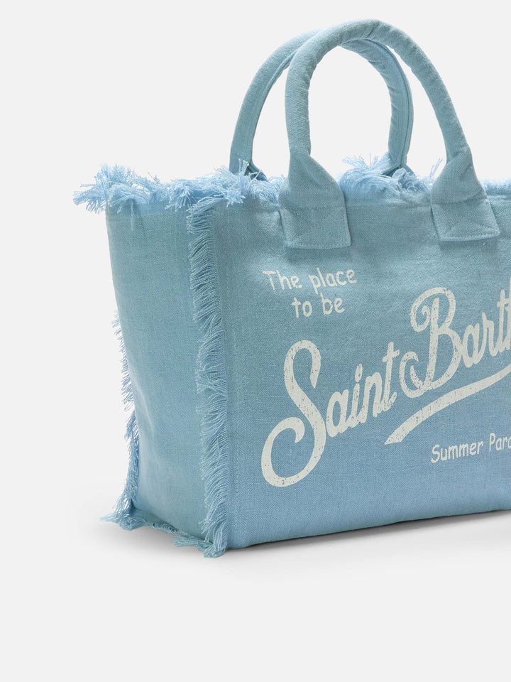 Regular Blue Linen Vanity Bag