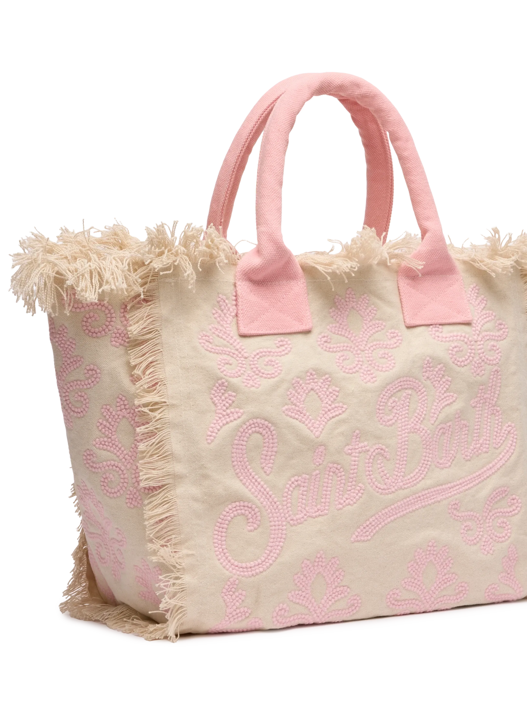 Vanity Rug Borsa a Spalla in Cotone Rosa e Bianco