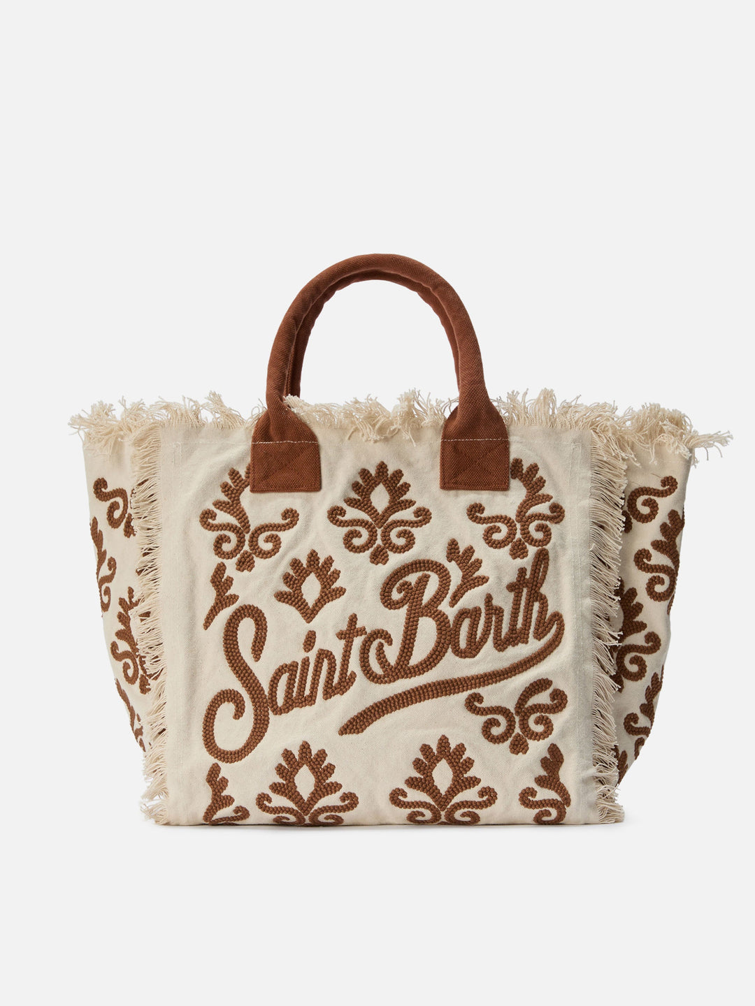 Borsa Vanity regular in canvas con ricamo lily tufting marrone
