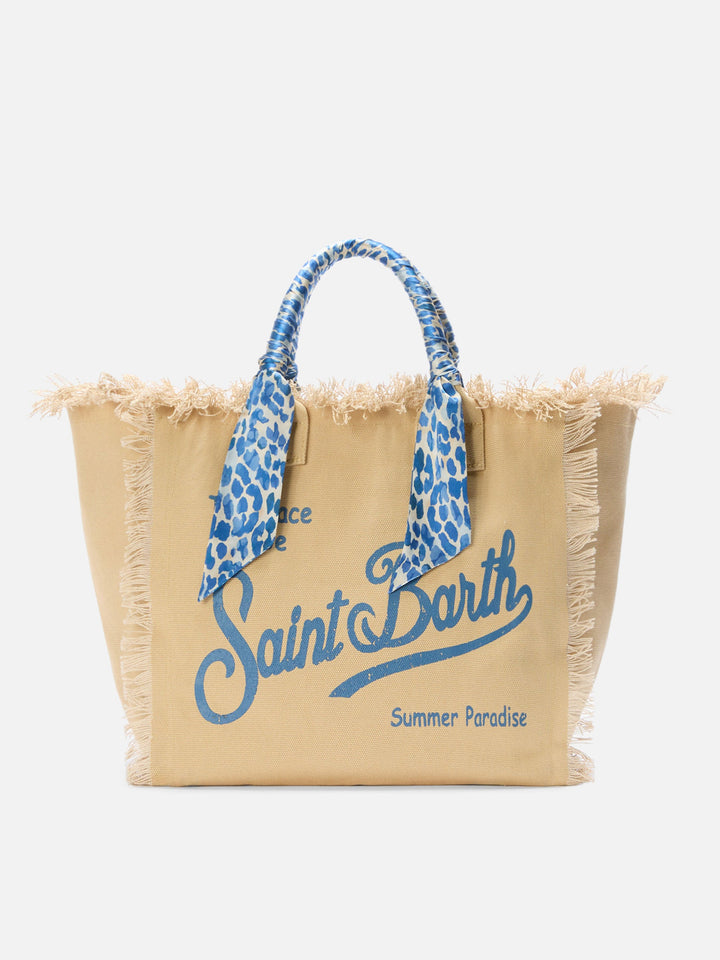 Beige Canvas Vanity Bag with Removable Twill