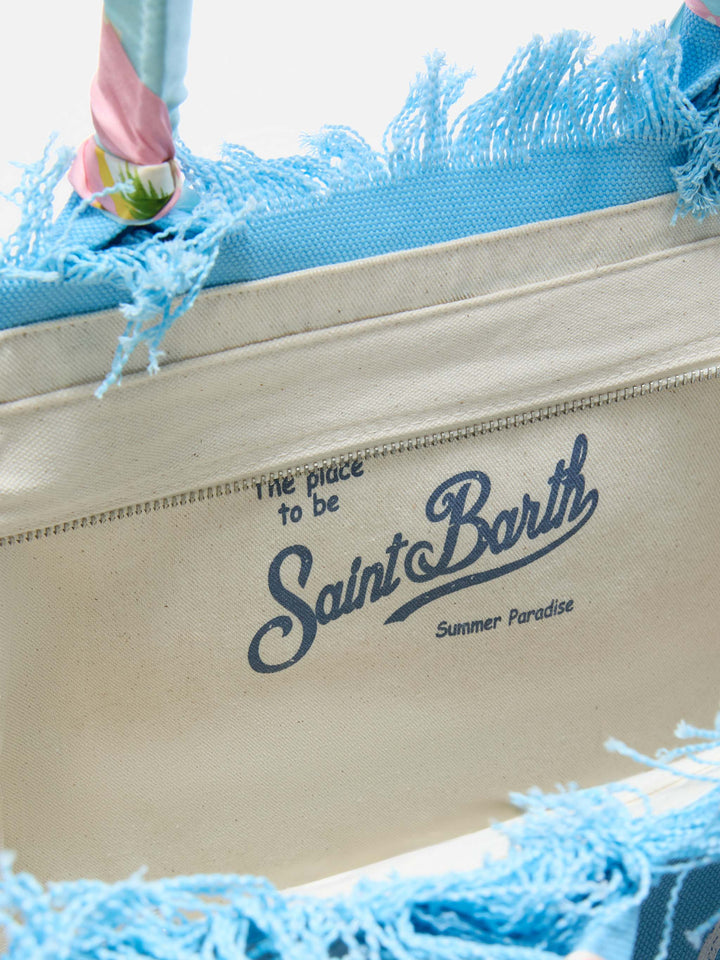 Borsa Vanity regular in canvas azzurro con twill removibile