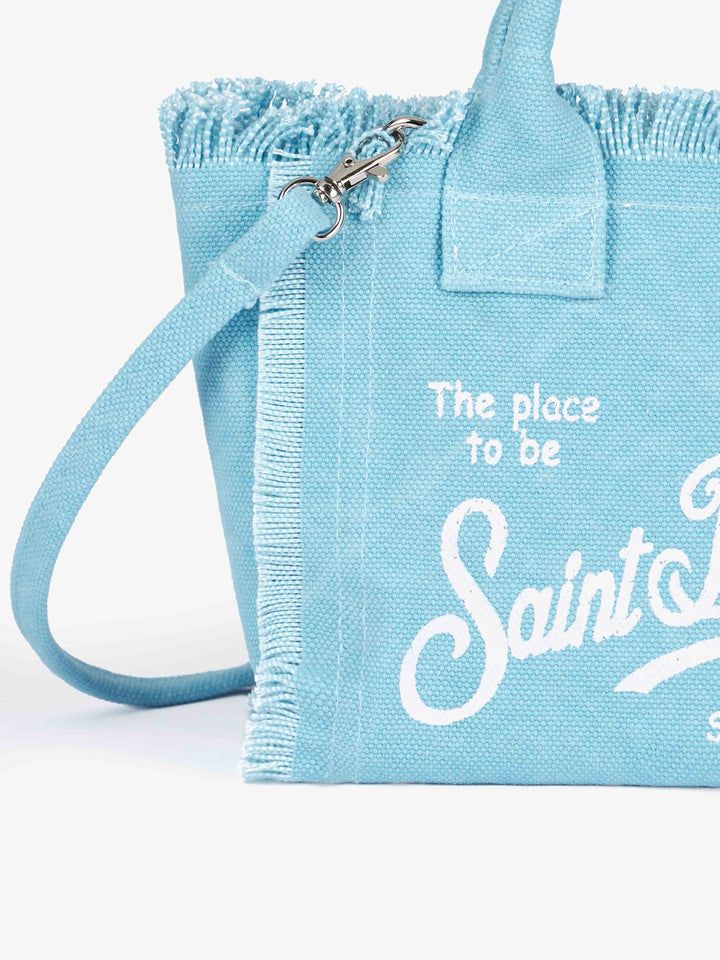 Mini Vanity Bag in Light Blue Cotton Canvas