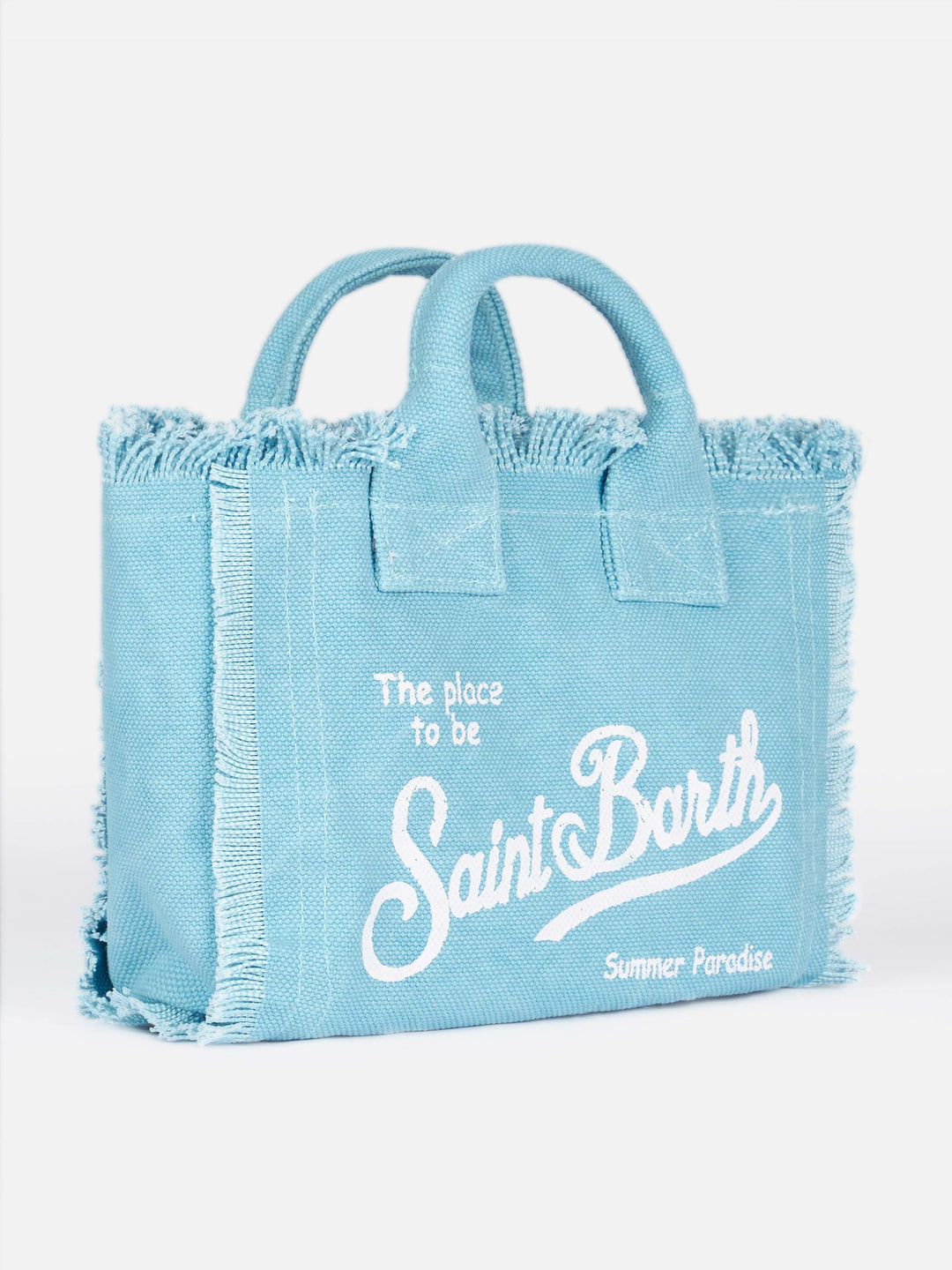 Mini Vanity Bag in Light Blue Cotton Canvas