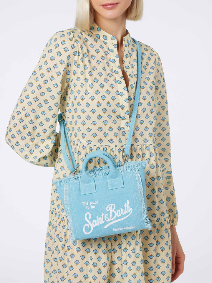 Mini Vanity Bag in Light Blue Cotton Canvas