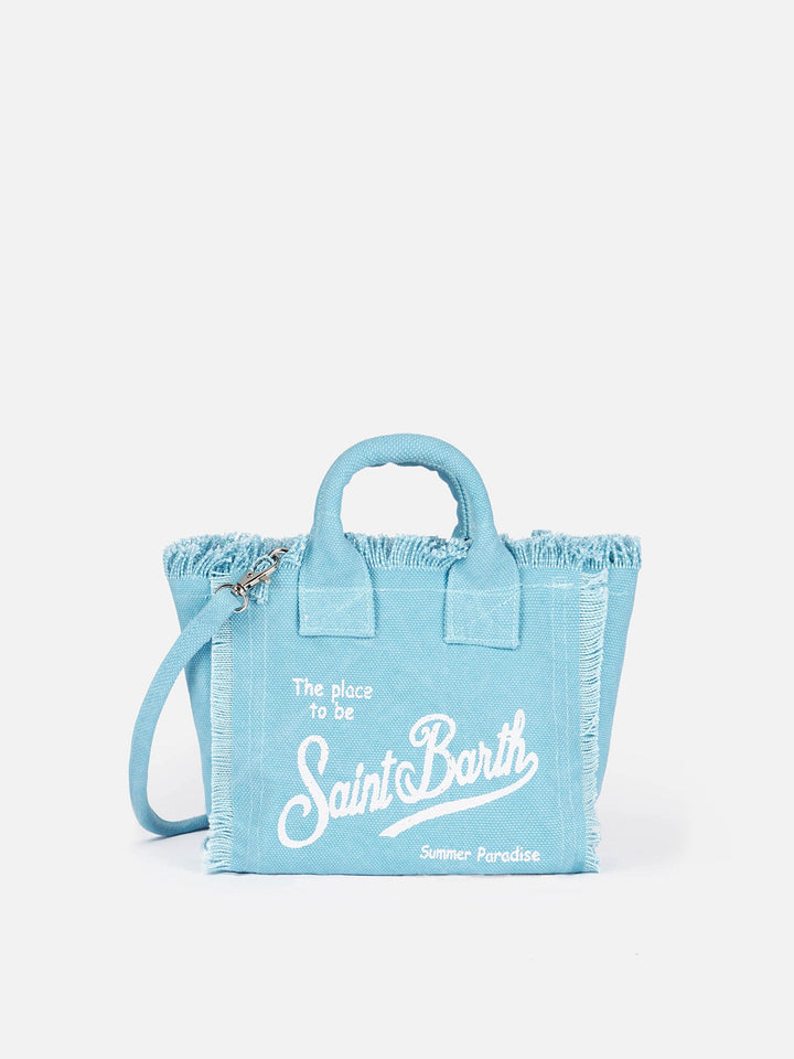 Mini Vanity Bag in Light Blue Cotton Canvas