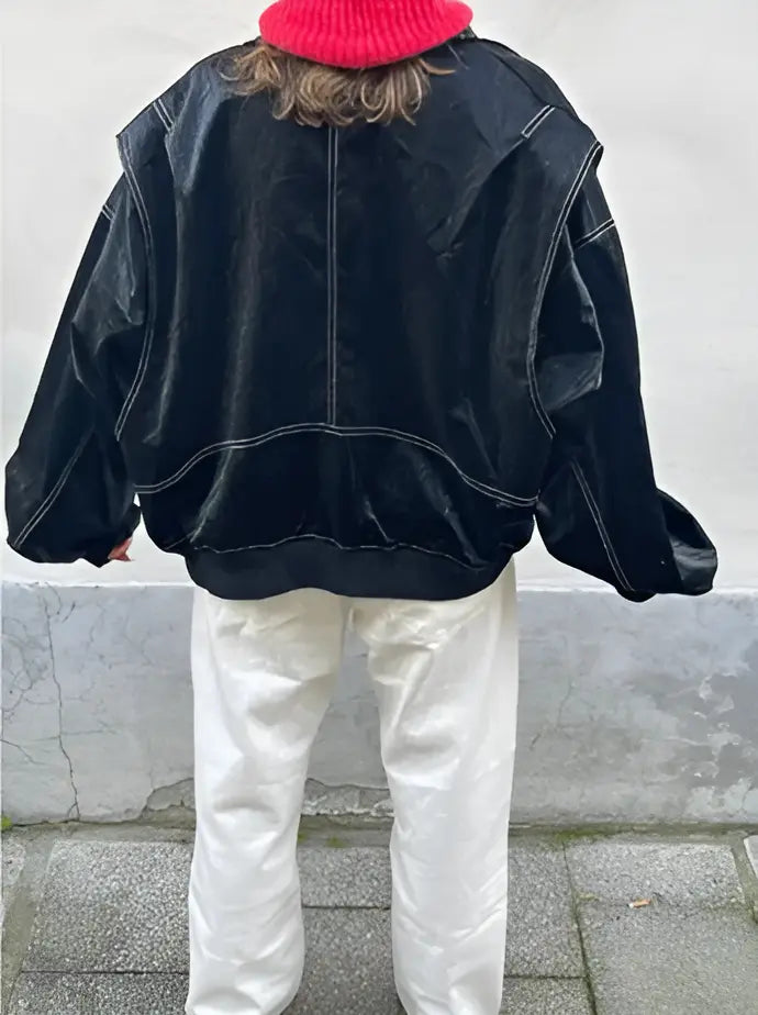 Giacca Casual Oversize in Pelle