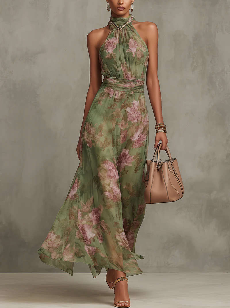 Sophie – Elegante Maxi Abito con Motivo Floreale