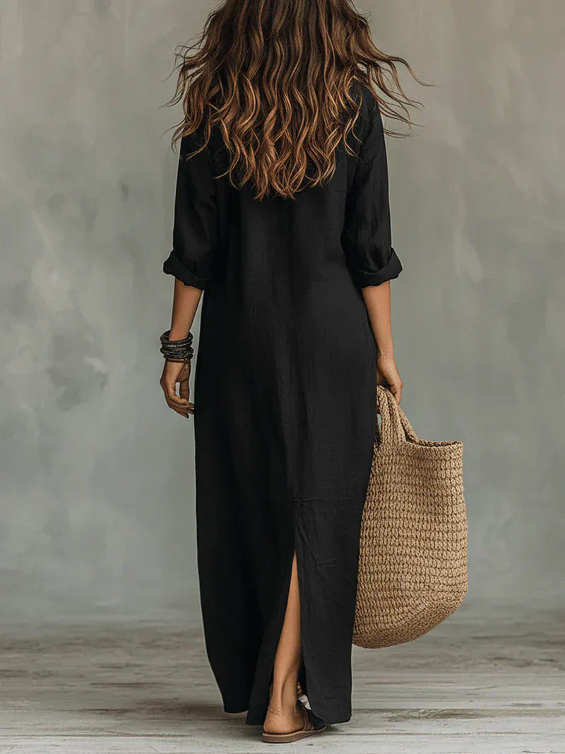 Sofia | Abito Camicia Lungo con Spacco