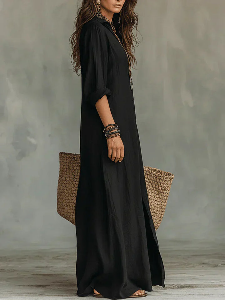 Sofia | Abito Camicia Lungo con Spacco