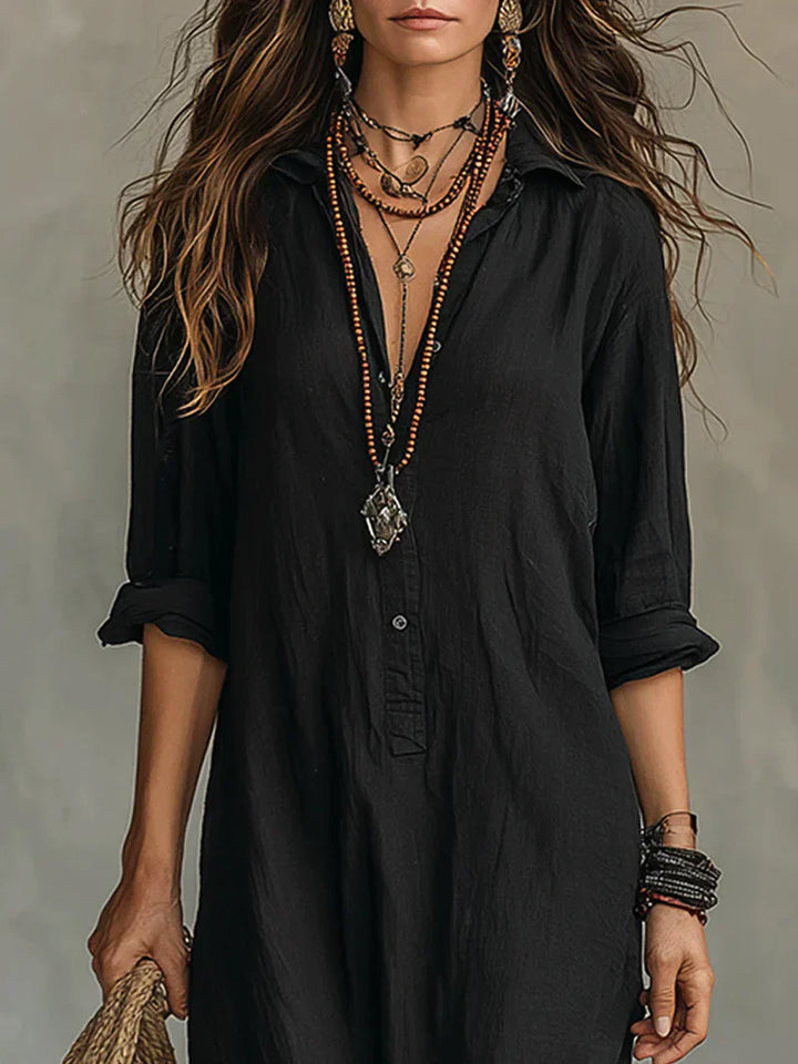 Sofia | Abito Camicia Lungo con Spacco