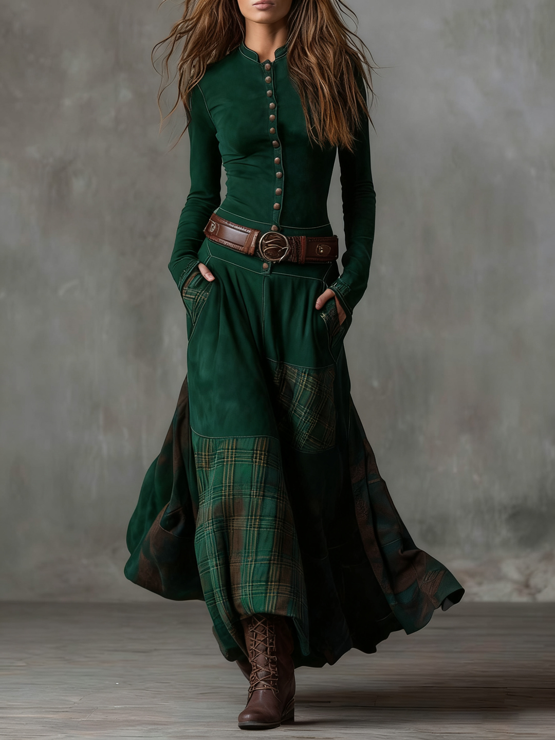 Michelle | Abito  maxi scamosciato