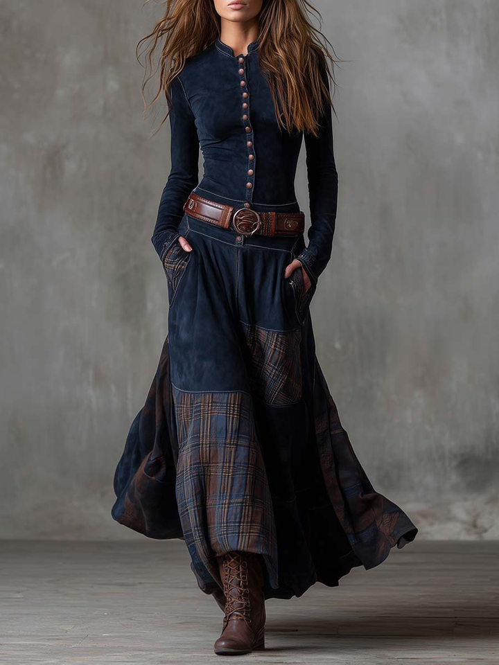 Michelle | Abito  maxi scamosciato