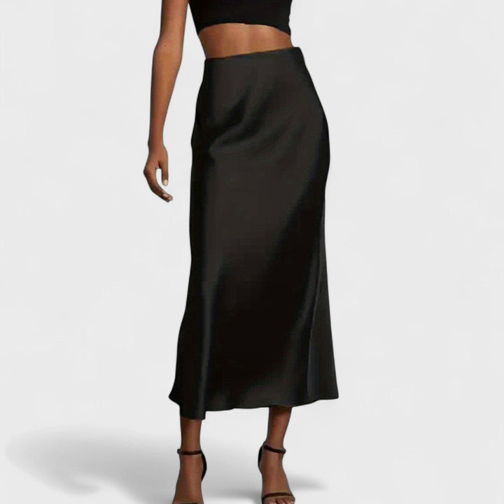 Gonna Midi in Raso a Vita Alta da Donna
