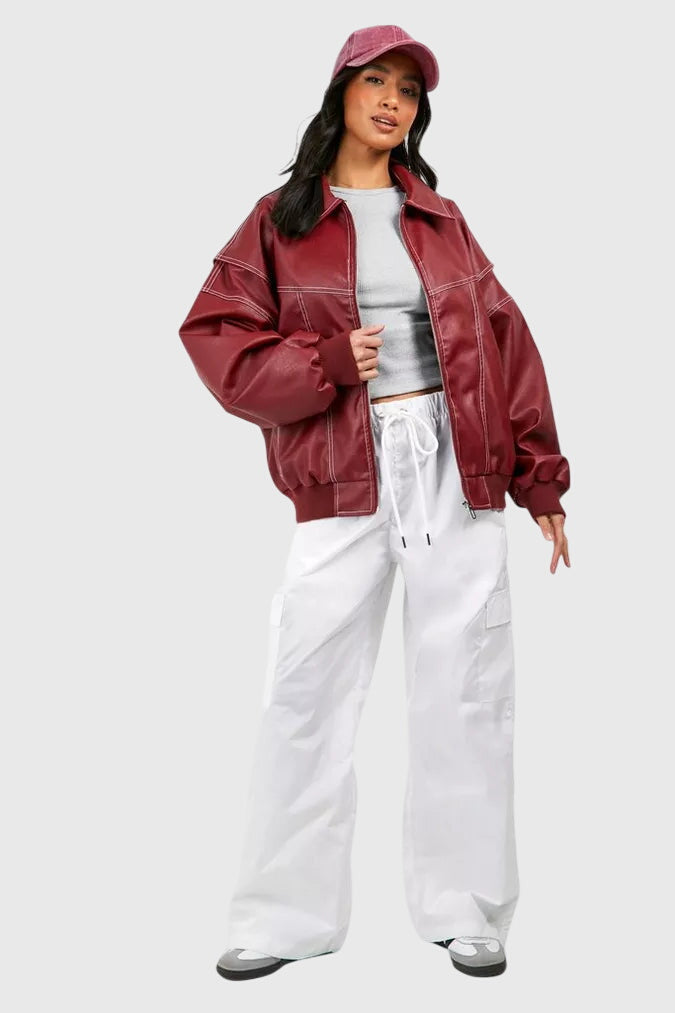 Faye™ - Giacca Oversize in Pelle