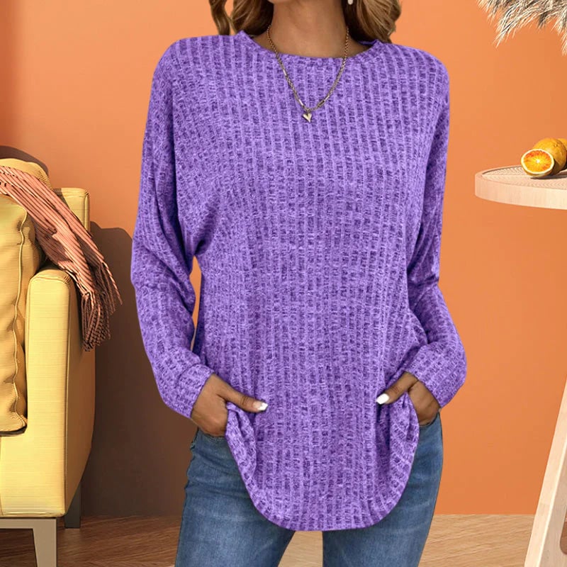 🌸Maglione Casual a Manica Lunga in Morbido Cotone Misto, Vestibilità Ampia e Disponibile in Vari Colori!