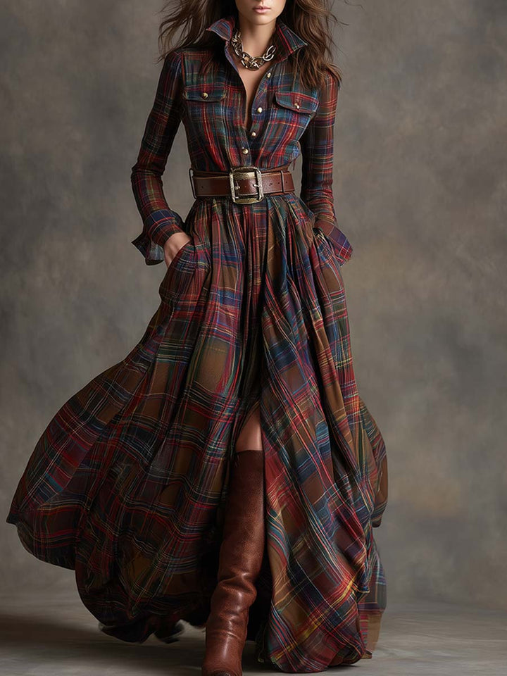 Giulietta | Abito Camicia Maxi a Quadri con Cintura
