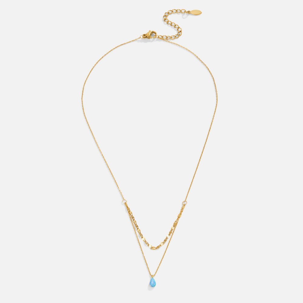 Collana a più strati con pendente in opale blu