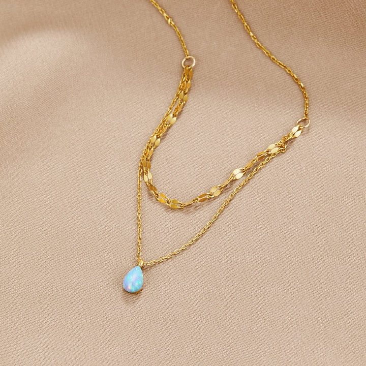 Collana a più strati con pendente in opale blu