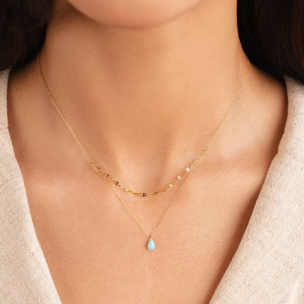 Collana a più strati con pendente in opale blu