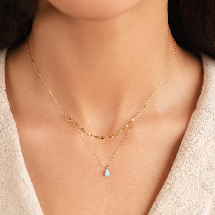 Collana a più strati con pendente in opale blu