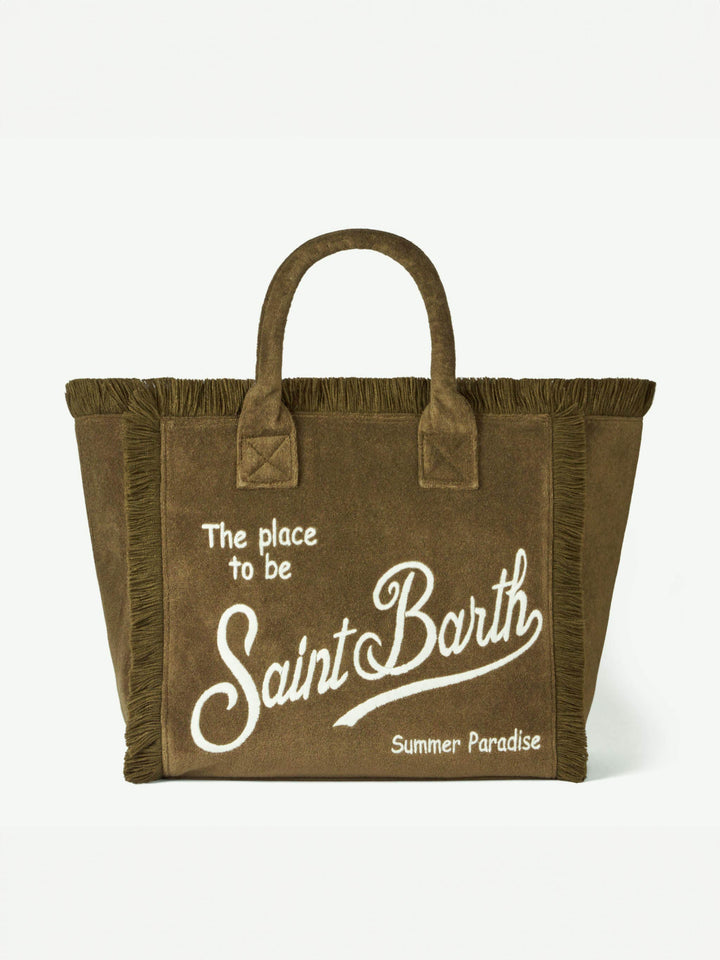 Borsa a spalla Vanity in morbida spugna verde militare