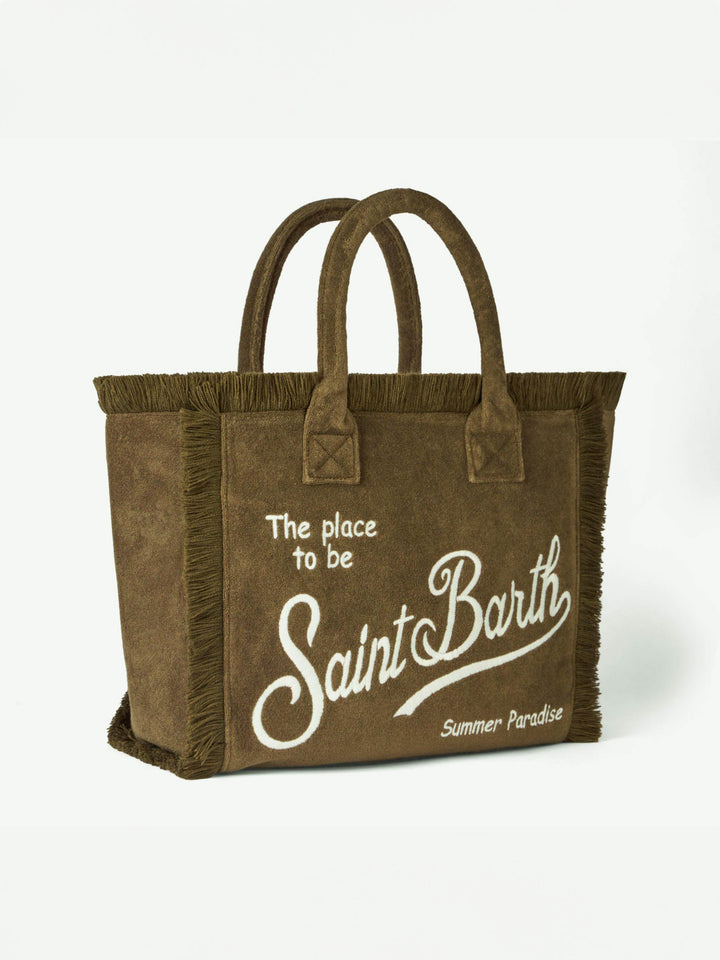 Borsa a spalla Vanity in morbida spugna verde militare