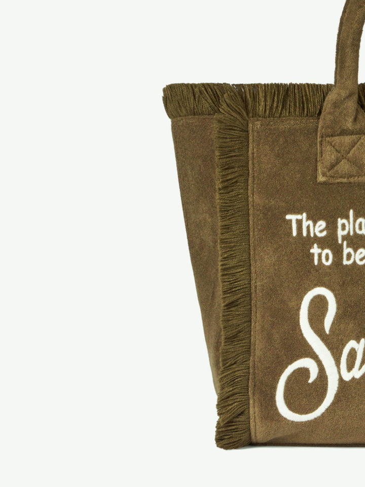Borsa a spalla Vanity in morbida spugna verde militare