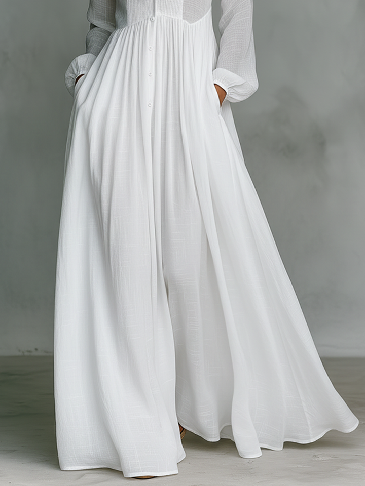 Elisa - Maxi Minimalista con Patchwork, Collo Alto e Maniche Lunghe