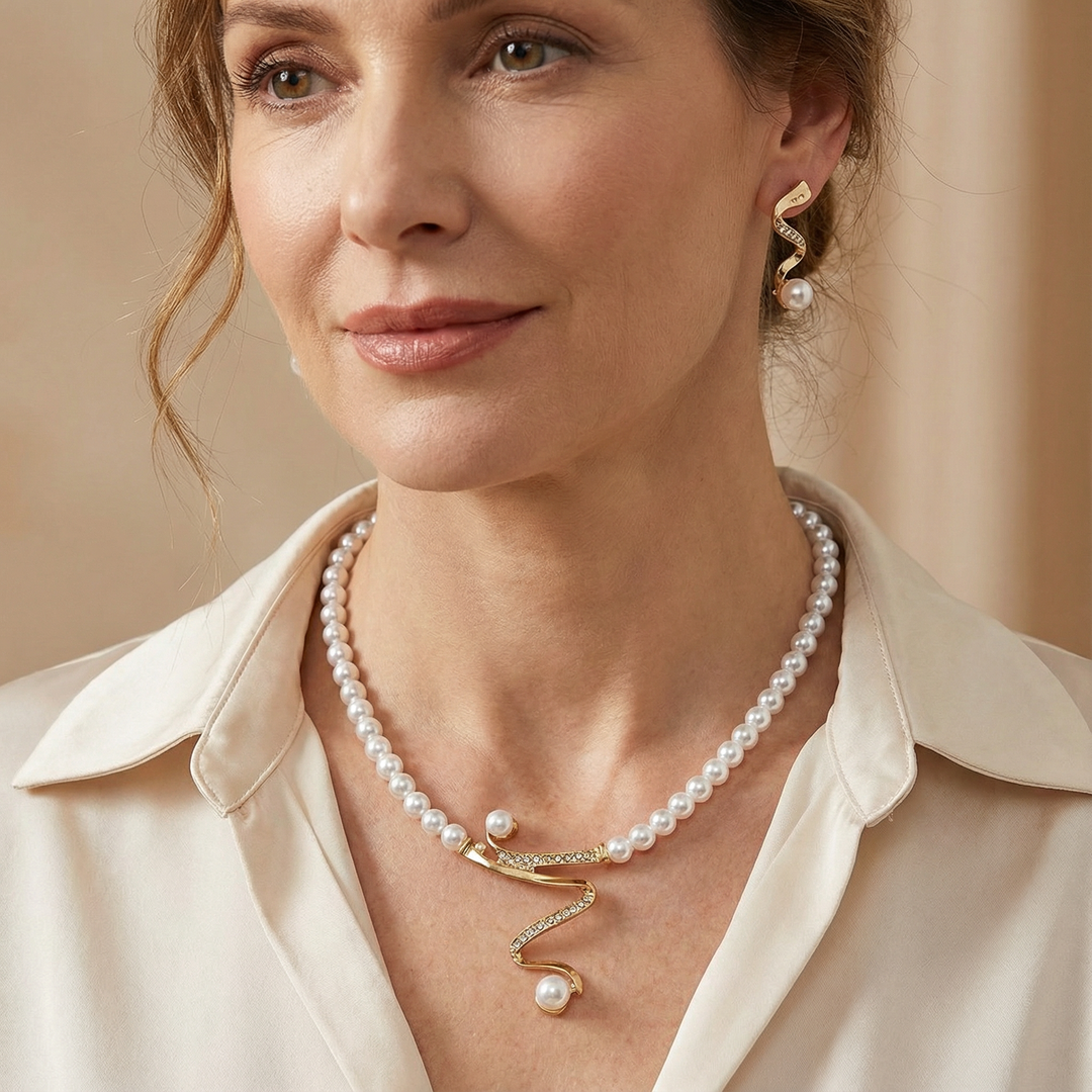 Set collana e orecchini in perle naturali