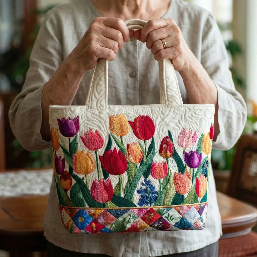 Borsa trapuntata - Giardino di Tulipani