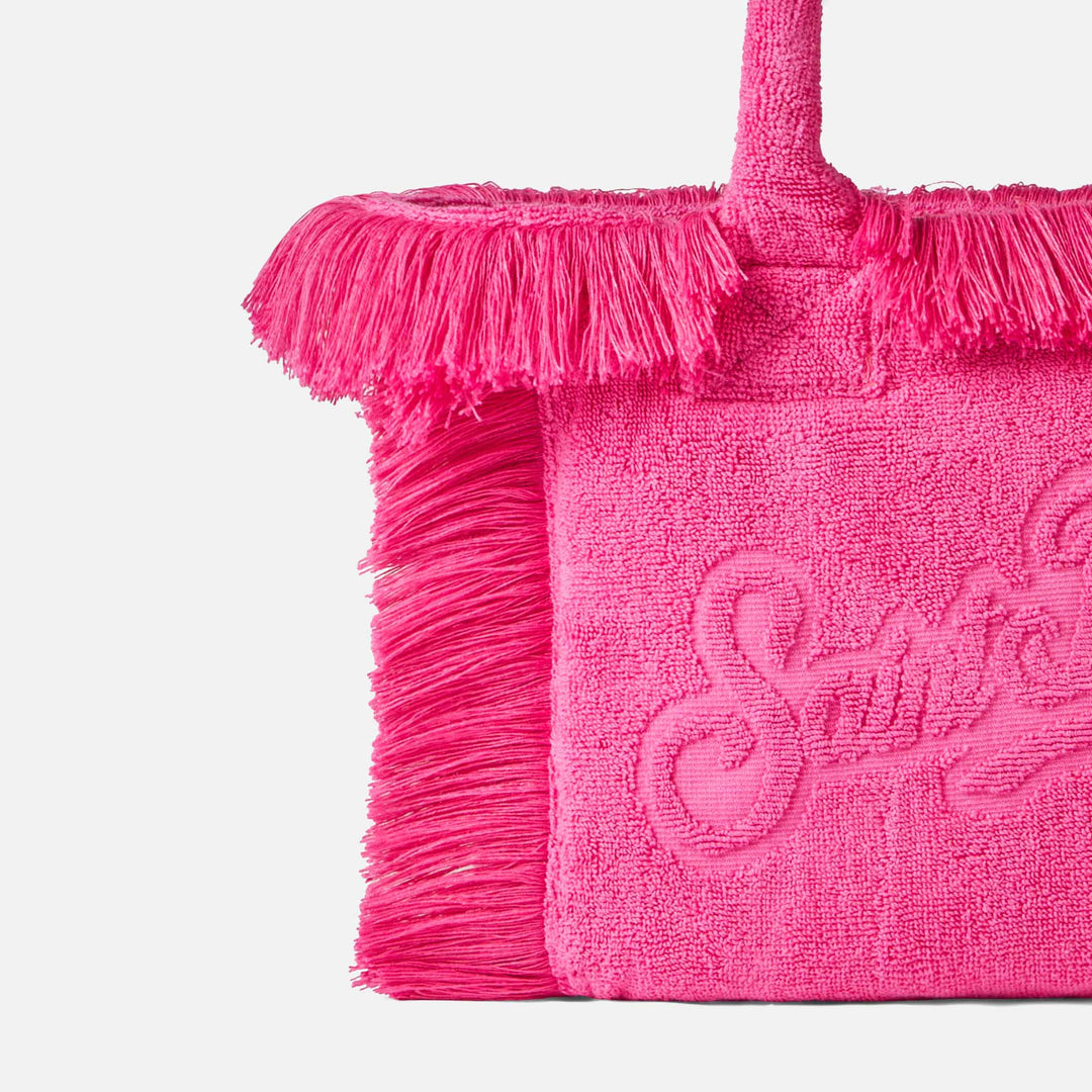 Colette Fuchsia Terry Cloth Bag with Embossed Design