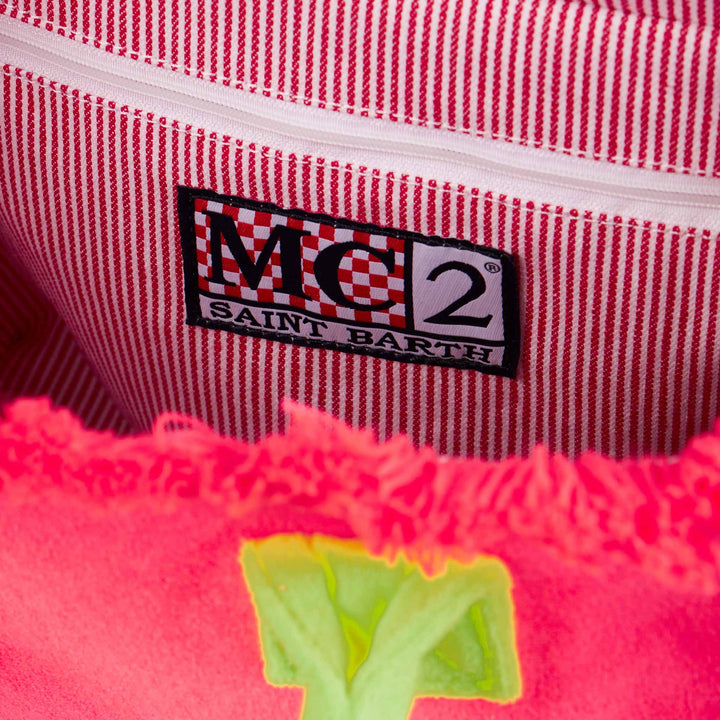 Saint Barth Colette Fuchsia Terry Cloth Bag with Logo