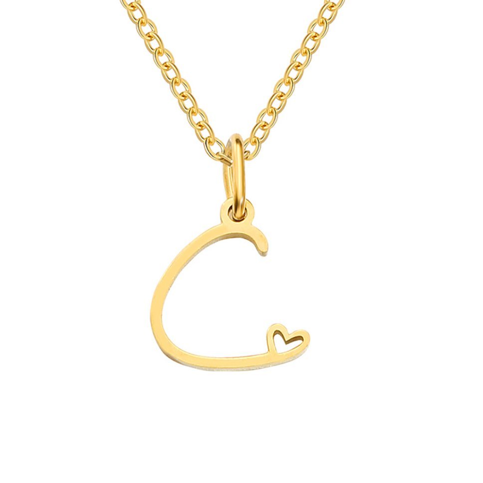 Collana a cuore con iniziali dorate