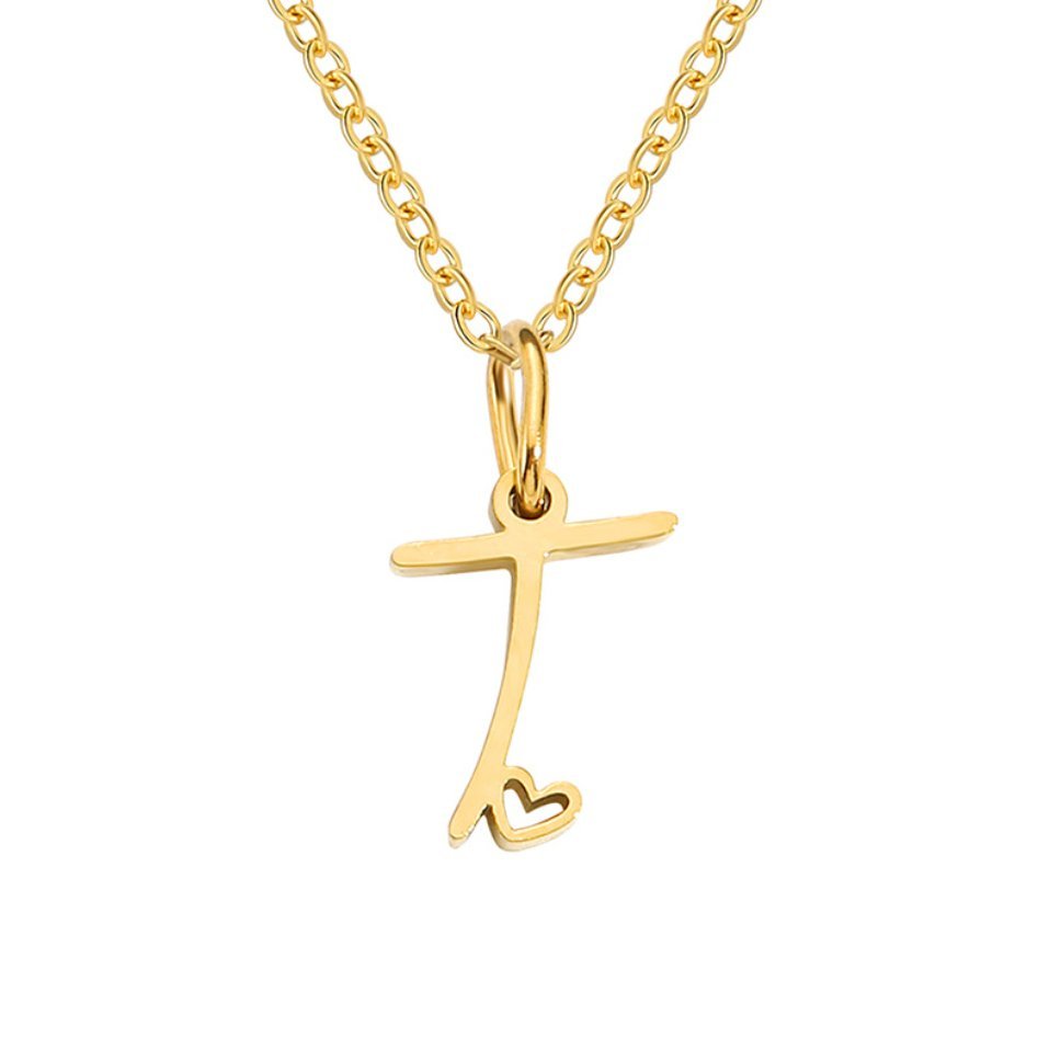 Collana a cuore con iniziali dorate