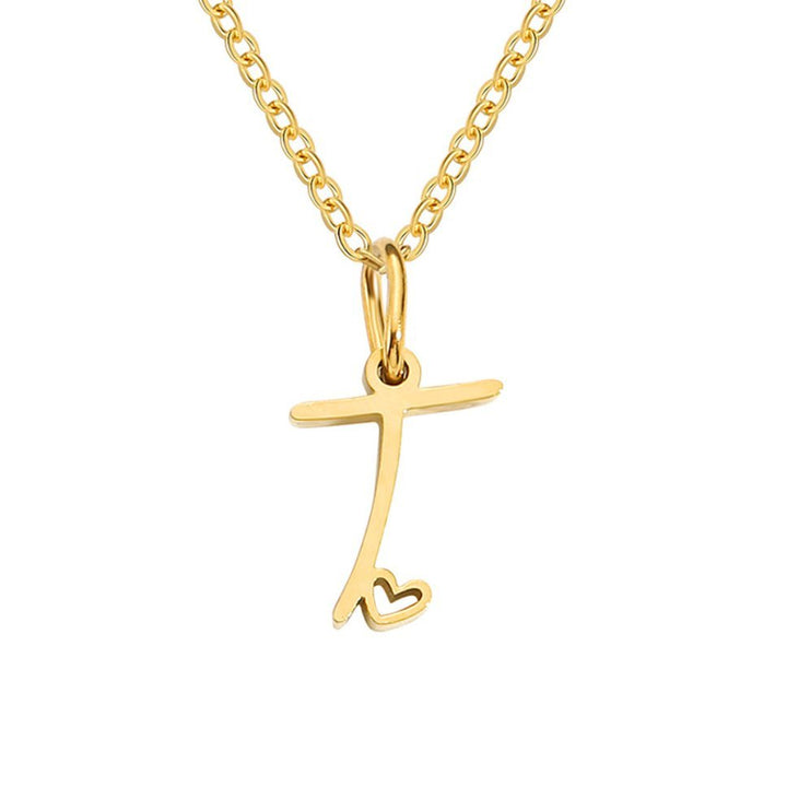 Collana a cuore con iniziali dorate