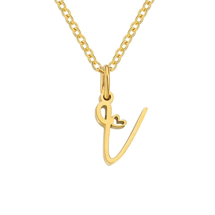 Collana a cuore con iniziali dorate