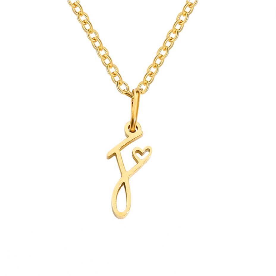 Collana a cuore con iniziali dorate