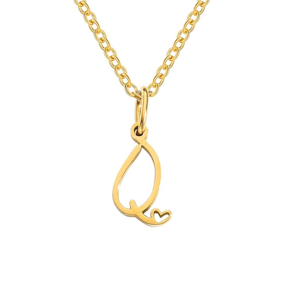 Collana a cuore con iniziali dorate