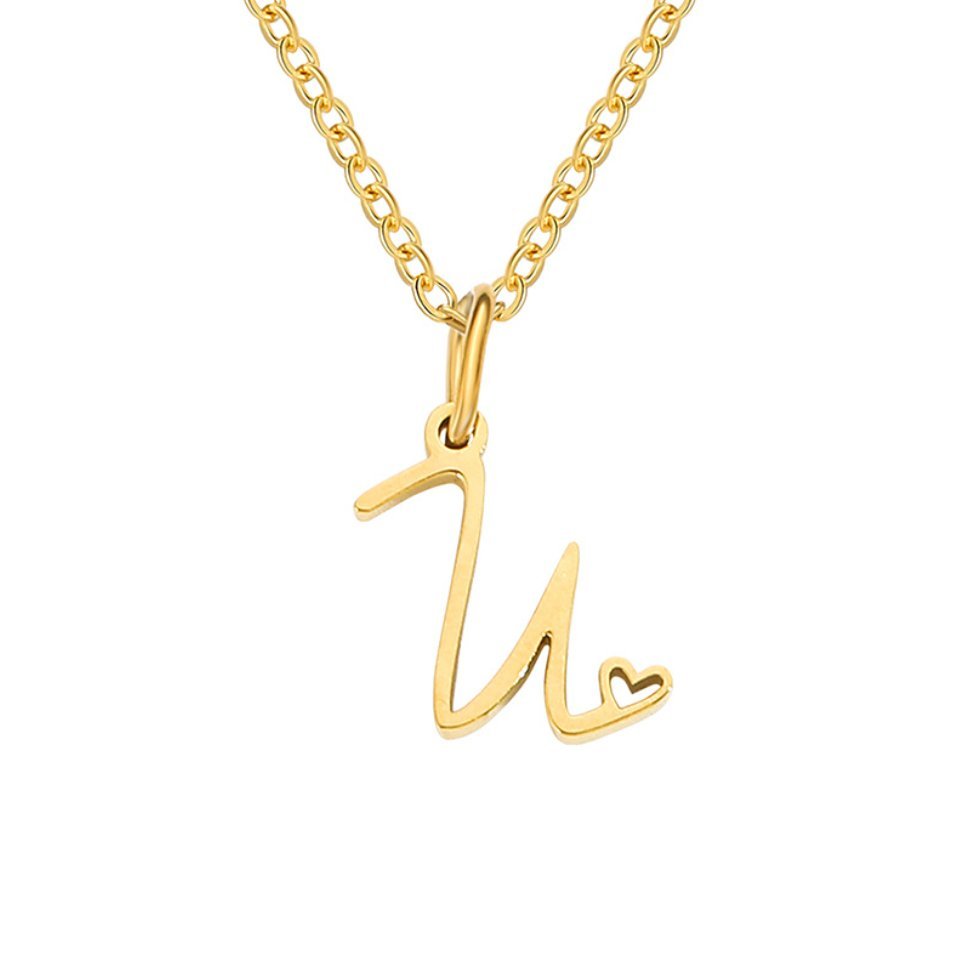 Collana a cuore con iniziali dorate