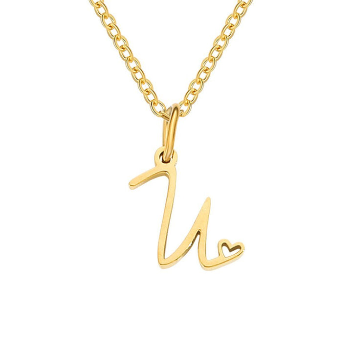 Collana a cuore con iniziali dorate