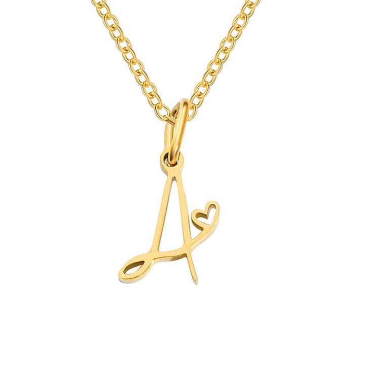 Collana a cuore con iniziali dorate
