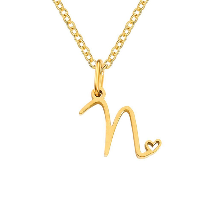 Collana a cuore con iniziali dorate