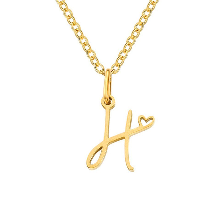 Collana a cuore con iniziali dorate