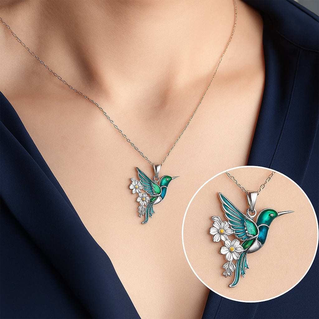 Splendida collana colibrì con orecchini abbinati