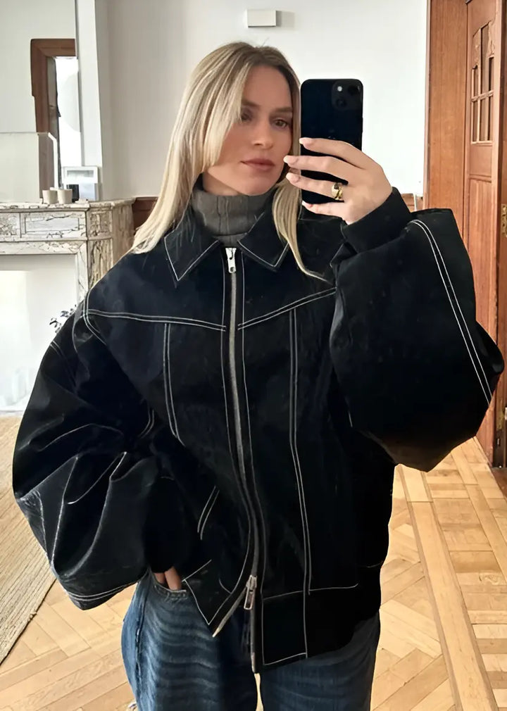 Giacca Casual Oversize in Pelle