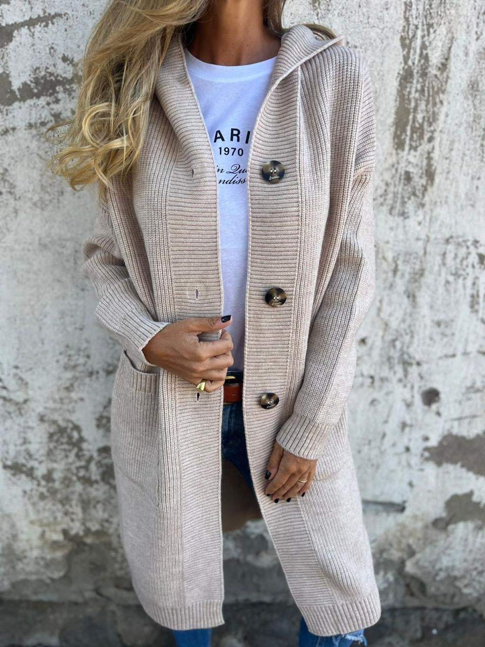 Frida - Cardigan lungo elegante in maglia