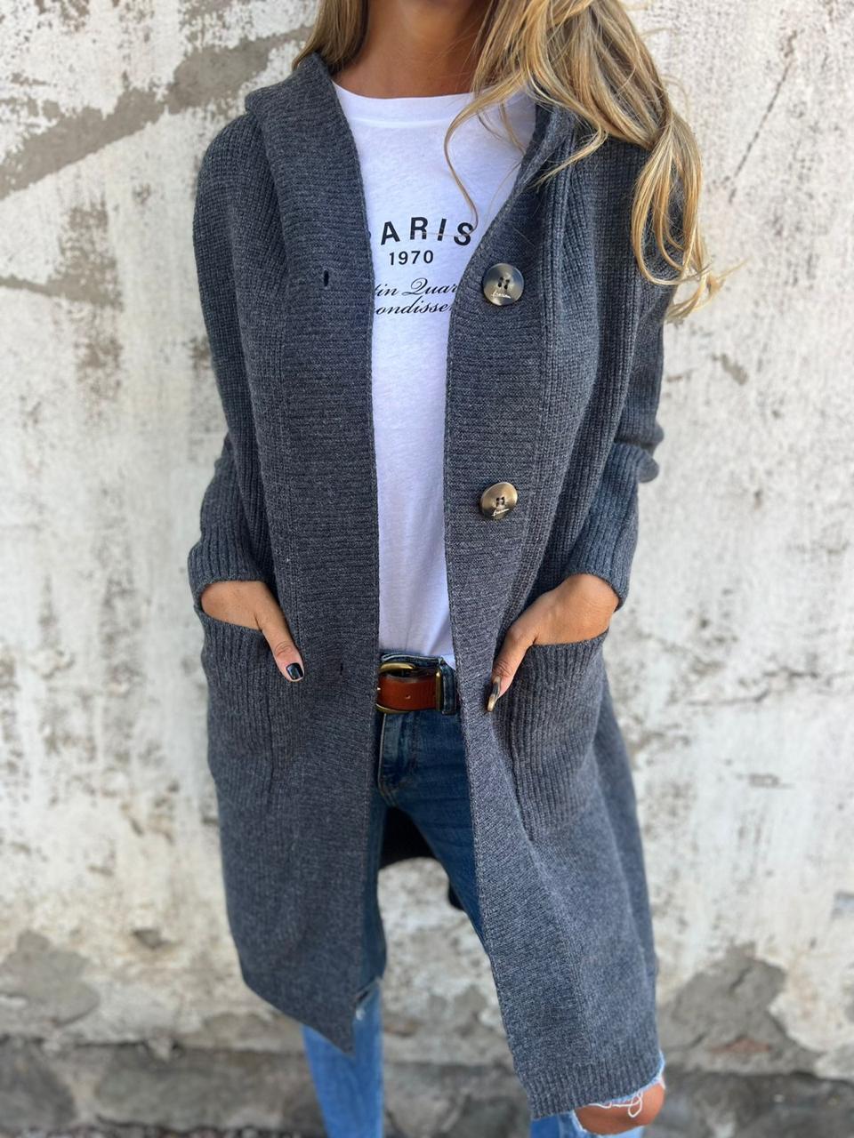 Frida - Cardigan lungo elegante in maglia